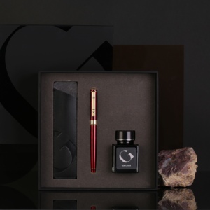 طقم هدايا فاخر من أقلام الحبر مع علبة وخرطوشة حبر قابلة لإعادة التعبئة، مخصص بشعار الشركة، مثالي للهدايا التنفيذية والشركات - Product Image 6