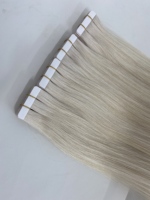 Extensions de cheveux humains à bandes adhésives, 100g, 14~26 pouces, double trame, cheveux vierges bruts, 100% cheveux russes Remy