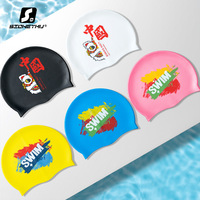 Bonnet de bain unisexe en silicone imperméable et confortable pour adultes, pour cheveux longs et volumineux