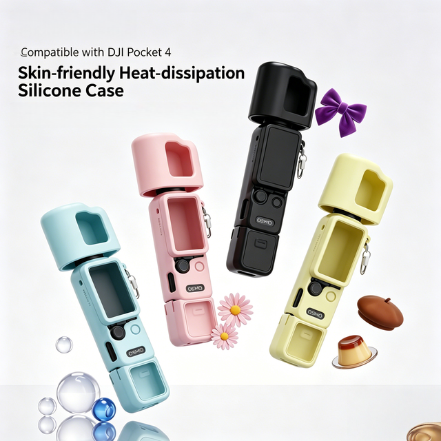 Protective Case for DJI Osmo Pocket 4 Camera, Soft Silicone Cover with Screen & Mic Protection, Lightweight, Anti-Scratch