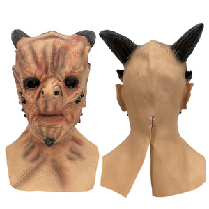 DAMAI Halloween Demon King Latex Mask With <b>Bull</b> Horns Scary <b>Costume</b> Party Decoration - Product Image 2