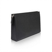 Dompet Kulit Sapi Asli Bordir Hitam dengan Ritsleting, Dapat Dikustomisasi, Elegan untuk Pria, Fashionable, Kulit Sapi Lapis Atas Berkualitas Tinggi