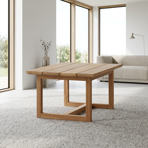 Table basse en bois moderne Troy, design minimaliste, meubles de salon, finition naturelle durable - Product Image 1
