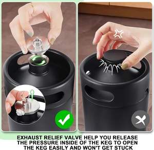 Mini fût isotherme en acier inoxydable 128 oz, noir mat, portable, pressurisé avec bouchon à valve d'échappement et housse isolante - Product Image 5