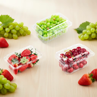Boîtes à clapet en plastique PET transparent de 250g et 400g pour l'emballage des tomates, des fraises, des raisins et des cerises