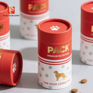 Biodegradável Logotipo Personalizado Fácil Aberto <span class=keywords><strong>Food</strong></span> Grade Dog Cat <span class=keywords><strong>Round</strong></span> Cilindro Recipiente Pode Caixa Hermético <span class=keywords><strong>Pet</strong></span> <span class=keywords><strong>Food</strong></span> Paper Tube Embalagem - Product Image 1