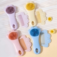Sisir Pijat Kulit Kepala Anak Portabel Lucu, Set Sisir Rambut Anti Kusut, Bahan ABS Silikon Tahan Lama, Paket Hadiah, Set Perawatan Rambut