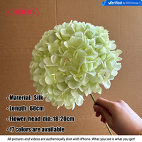 DC211 Bunga Hydrangea Hijau Muda 18cm Kepala Besar Terlaris, Bunga Sutra Buatan untuk Dekorasi Pernikahan dan Acara