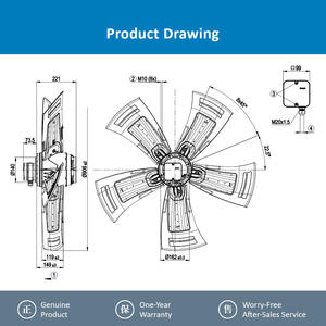 Ventilateur axial de refroidissement électrique ODM ebmpapst A6D910-AA01-01 910mm 400VAC 50HZ 5.15/2.9A 2480/1570W 885/685RPM 32100m3/h pour condenseur - Product Image 4