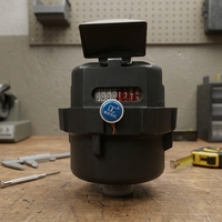 Compteur d'eau volumétrique en plastique noir, type à piston rotatif, registre mécanique de type sec, IP68, pour usage domestique et facturation