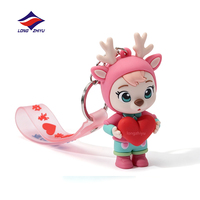 Longzhiyu 20 jaar duurzame sleutelhangerfabrikant, op maat gemaakte zachte PVC sleutelhanger, 3D schattige dieren sleutelhanger, rubberen sleutelhanger