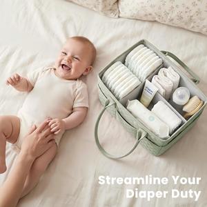Organizador de Pañales Acolchado con Asa, Cesta de Almacenamiento Portátil para Guardería, para Mesa de Cambio - Product Image 5