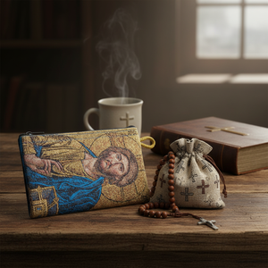 Iconography-cartera tejida y bolsa para rosario, diseño de Jesús - Product Image 3