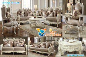 Lujoso rojo y dorado pulido muebles de madera antigua sala de estar juego de sofá real Royal Maharaja juego de sofá tallado dorado - Product Image 2