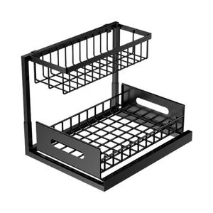 Étagère de <span class=keywords><strong>rangement</strong></span> pour épices Xianyi, moderne, multifonctionnelle, imperméable, en acier au carbone, à 2 niveaux, non pliable, pour évier de cuisine - Product Image 2