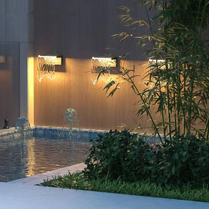 Fontaine murale extérieure en acier inoxydable avec éclairage LED solaire, étanche, pour jardin, cour, villa, décoration - Product Image 4