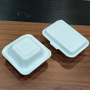 Eco-Vriendelijke Biologisch Afbreekbare Bagasse Clamshell Nemen Mee Naar Food Burger Box Containers