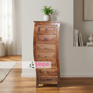 Cómoda Moderna de Madera de Mango Maciza con 7 Cajones, Artesanía India, Origen Rajasthan, Mueble de Almacenamiento - Product Image 3