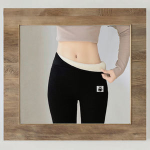 Leggings décontractés taille haute pour femmes, motif animal brodé fantaisie, sans couture, antibactériens, respirants, en polaire - Product Image 3