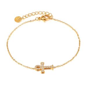 Bracelet croix unisexe clé <span class=keywords><strong>de</strong></span> vie égyptienne en acier inoxydable breloque <span class=keywords><strong>de</strong></span> mode <span class=keywords><strong>de</strong></span> fête élégante pour <span class=keywords><strong>cheville</strong></span> - Product Image 1