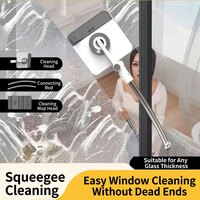 Nettoyeur de vitres double face à succès avec manche extensible en acier inoxydable, outil de lavage de vitres en microfibre, professionnel pour l'extérieur, OEM