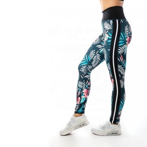 Leggings de yoga pour femmes à taille mi-haute, en Spandex/Polyester, imprimés par sublimation personnalisée, antibactériens, séchage rapide, avec logo personnalisé, vente en gros - Product Image 1
