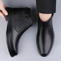 Sepatu bot Chelsea ritsleting kulit sapi pria tinggi atas pergelangan kaki tinggi antiselip lembut datar Barat untuk musim panas musim dingin ukuran 38-46 hitam