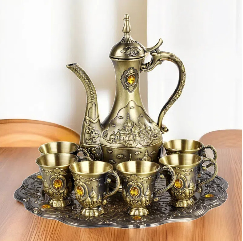 Service à vin château couleur bronze [ensemble de 8 pièces]