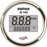 ECMS Étanche 2 "Tachymètre Numérique REV Compteur RPM Jauge avec Compteur d'Heures 9990RPM 9-32V Piston de Rétroéclairage Huit Couleurs