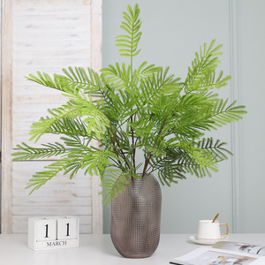 Plante artificielle de mimosa Ruilisi à tige unique, rouge automnal, en plastique, pour décoration de mariage et de la maison - Product Image 3