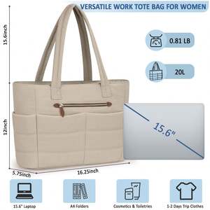 Sac fourre-tout matelassé léger pour femme avec tissu ultra doux et agréable pour la peau, idéal pour ranger les essentiels quotidiens, le travail et les sorties du week-end - Product Image 2