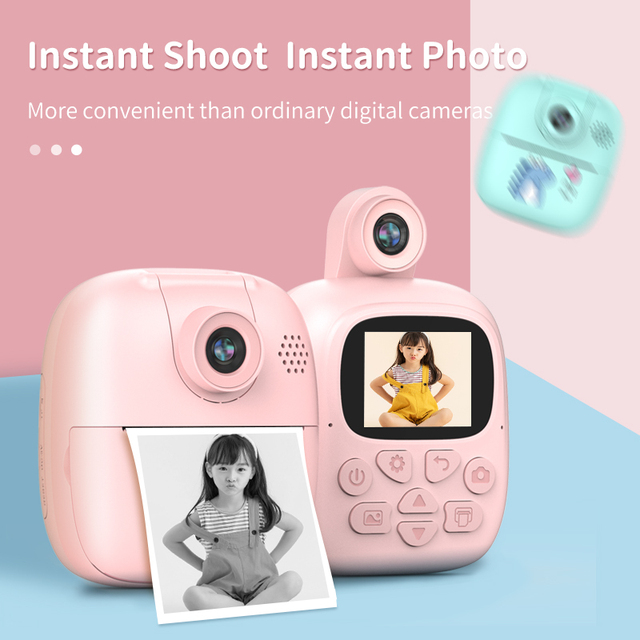 2026 Kids' Camera Instant Photo Printing Camera Digital 180 Wide Angle 2.0-inch Screen Recording HD Thermal Print Camera