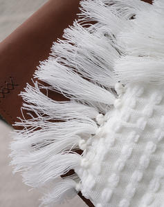 100% acrílico de lujo elegante manta tejida con flecos borla tamaño personalizado para sofá y cama disponible en blanco - Product Image 6