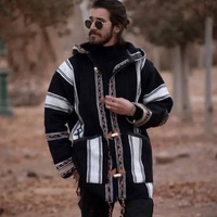 El Yapımı Berber Esintili Günlük Düğmeli Kapüşonlu Geleneksel Fas Kışlık Kıyafeti İşlemeli Premium Konfor Modern Oversize