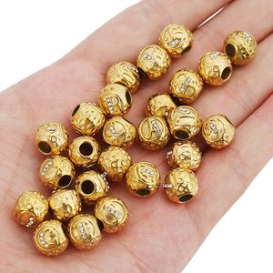 Cuentas de letras con diseño pavé |   Cuentas Espaciadoras con Iniciales del Alfabeto en Acero Inoxidable Chapado en Oro PVD de 18K con Detalles de Cristal para la Creación de Joyería DIY - Product Image 4