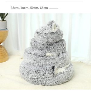 Cama Redonda de Felpa Larga de Alta Calidad para Mascotas, Cálida para Invierno, Semi-Cerrada, Nido para Dormir para Gatos, Casa Moderna de Lujo para Mascotas - Product Image 2