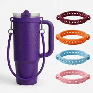 Manufacturer Custom <b>Silicone</b> Water Bottle Handle Carrier Strap Holder Grip OEM Molding Portable Flexible Durable Soft Anti Slip - Product Image 1
