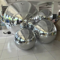 Boule de miroir argentée gonflable grosses boules brillantes ballon de fête disco géant décor d'événement de noël réfléchissant PVC grande sphère de miroir