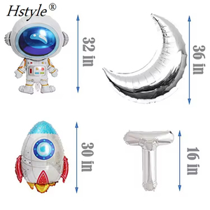 Hstyle due palloncini lunari bandiera del partito astronauta uomo spaziale Robot UFO tema bambino 2a festa di compleanno forniture decorazione - Product Image 3