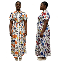 Nouvelle Robe Chemise Décontractée à Manches Courtes Imprimé Floral Boutonnée Tendance Été Vente en Gros 6522