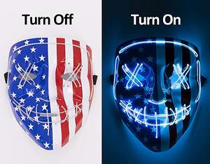 Indliontin hari 4 Juli LED Amerika Serikat bendera El kawat masker cahaya Masker mode untuk topeng Halloween pesta Festival - Product Image 6