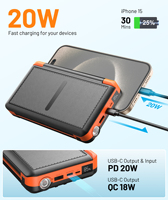 Batterie solaire pliable 16000mAh, charge sans fil, câbles intégrés, lampe torche LED, chargeur portable d'extérieur