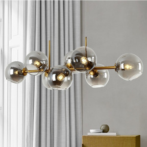 8 Heads Rectangular LED Pendant Light Magic Bean <strong>Molecular</strong> Bubble Living Room <strong>Glass</strong> Ball <strong>Chandelier</strong> - Product Image 5