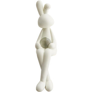 Lapin en résine tenant une boule de cristal, entrée nordique, luxe moderne, créatif, peint à la main, décoration de meuble TV/vin, décoration de chambre à coucher - Product Image 5
