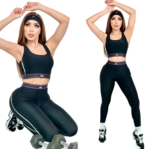 Bộ tập thể thao mùa hè Wintu cạp cao nâng mông XXL, kiểm soát bụng, áo tập yoga nâng ngực, chất liệu thoáng khí, co giãn, màu trơn - Product Image 2