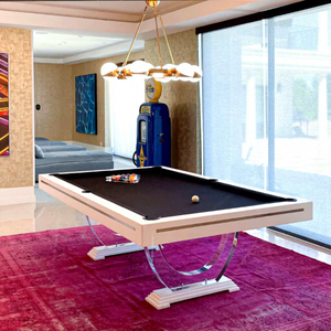 Table de <span class=keywords><strong>billard</strong></span> de luxe <span class=keywords><strong>pour</strong></span> la maison avec pieds et tiroirs en verre cristal, table de <span class=keywords><strong>billard</strong></span> de style villa de 8 pieds avec plateau de tennis, chaises et bancs - Product Image 1