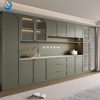 Buffet moderne en bois massif vert olive mat avec plusieurs tiroirs, support OEM/ODM, idéal pour les projets immobiliers