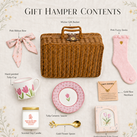 Panier-cadeau en osier rose tulipe Lunaire, coffret cadeau de luxe pour demoiselle d'honneur, panier-cadeau de soins personnels pour femmes, cadeau de mariage, cadeau d'anniversaire