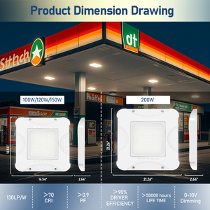 Mỹ Trong Kho IP65 100W 150W 200W Chiếu Sáng Thương Mại Bãi Đậu Xe Nhà Để Xe Đèn <span class=keywords><strong>LED</strong></span> Tán Trạm Xăng Ánh Sáng Cho Làm Đầy Nhiên Liệu Trạm - Product Image 3