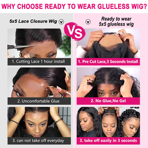 Perruque <span class=keywords><strong>sans</strong></span> <span class=keywords><strong>colle</strong></span> pré-épilée prête à porter, lisse, avec dentelle frontale, cheveux humains, <span class=keywords><strong>sans</strong></span> <span class=keywords><strong>colle</strong></span>, dentelle pré-coupée, perruque avec closure 4x4 - Product Image 6